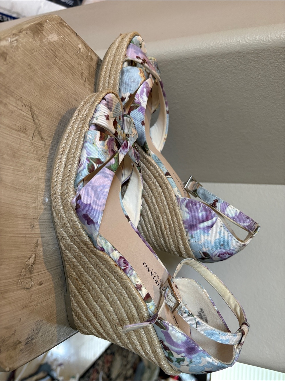 Christian Siriano Floral Lavender Espadrille Wedge Sandals